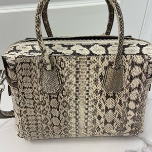 NWT MICHAEL KORS Mercer Medium Snakeskin Belted Satchel